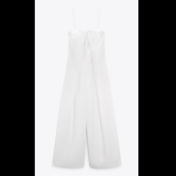 ZARA STRAPLESS LINEN BLEND JUMPSUIT WHITE - Picture 13 of 15
